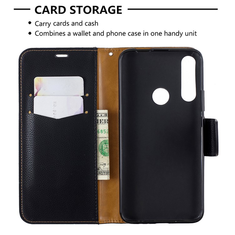 Litchi Texture Leather Wallet Stand Case for Huawei P Smart Z - Black-6