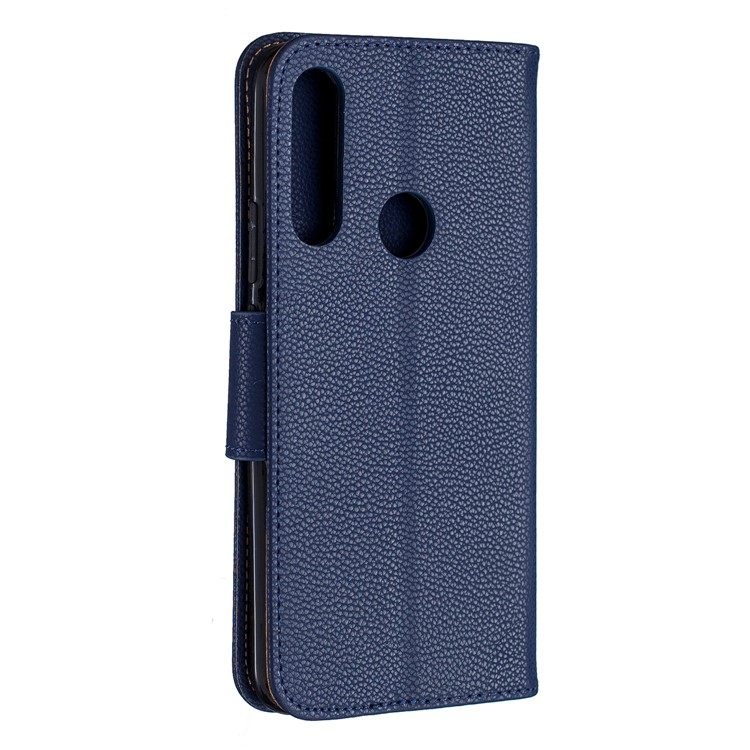 Lichia Textura Carteira De Couro Stand Case Para Huawei P Inteligente Z - Azul Escuro-3