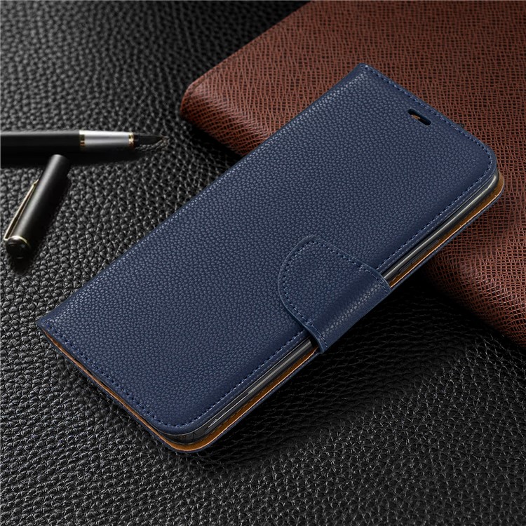 Lichia Textura Carteira De Couro Stand Case Para Huawei P Inteligente Z - Azul Escuro-7