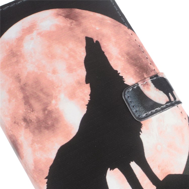 Leather Cover Wallet Stand Case for Huawei P9 Lite/G9 Lite - Wolf Howling at the Moon-4