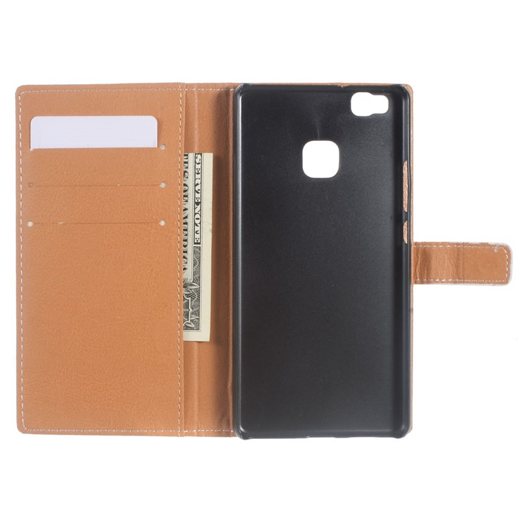Leather Wallet Stand Flip Case for Huawei P9 Lite/G9 Lite - Eiffel Tower and Mustache-7