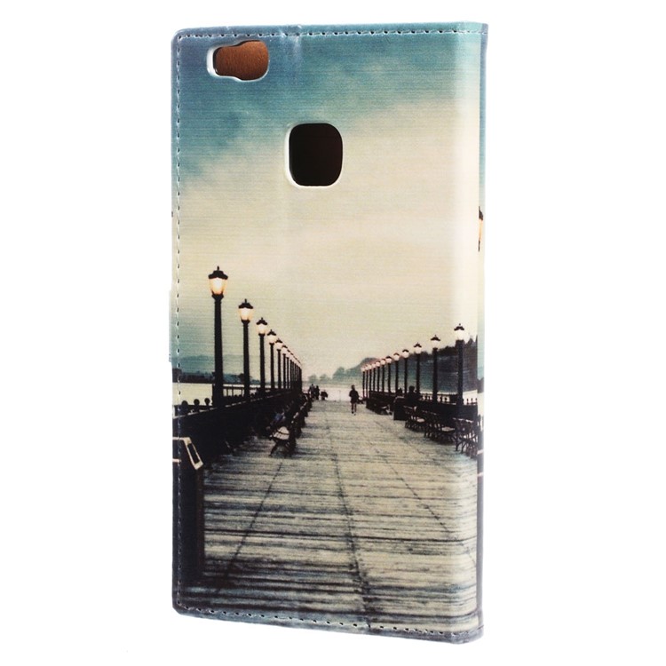 PU Leather Cover Wallet Case for Huawei P9 Lite/G9 Lite - Dock at Sunset-2