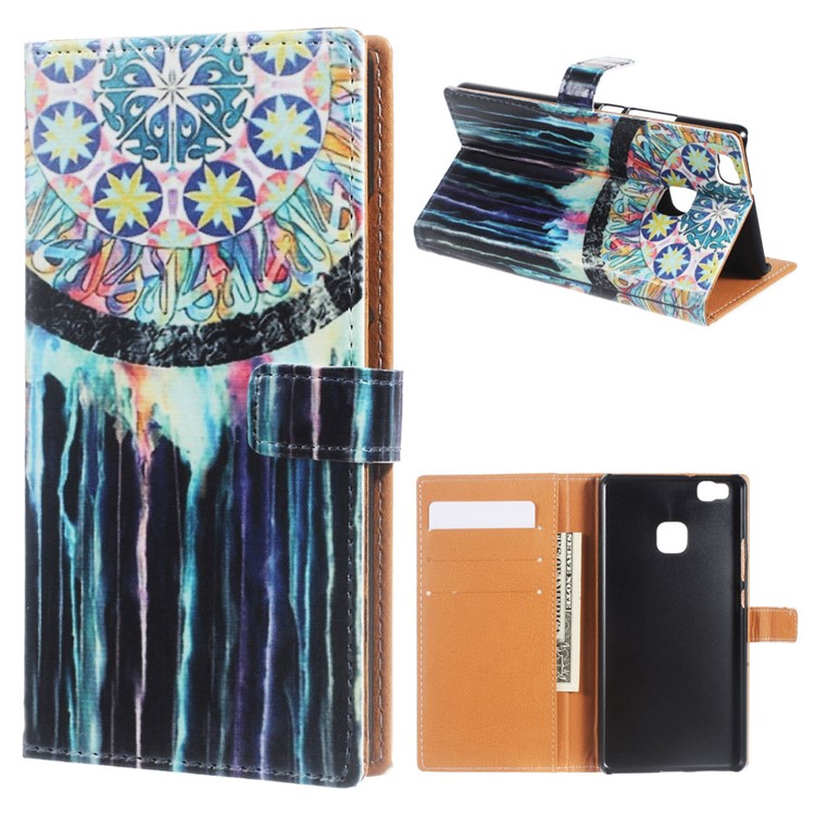 Leather Stand Card Slot Case for Huawei P9 Lite/G9 Lite - Tribal Dreamcatcher-1