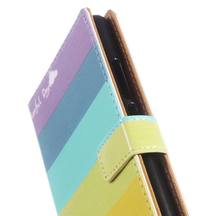 Leather Case Flip Card Holder for Huawei P9 Lite/G9 Lite - Colorful Rainbow Stripes-3