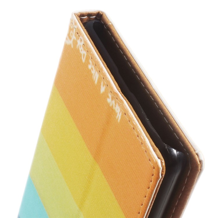 Leather Case Flip Card Holder for Huawei P9 Lite/G9 Lite - Colorful Rainbow Stripes-4