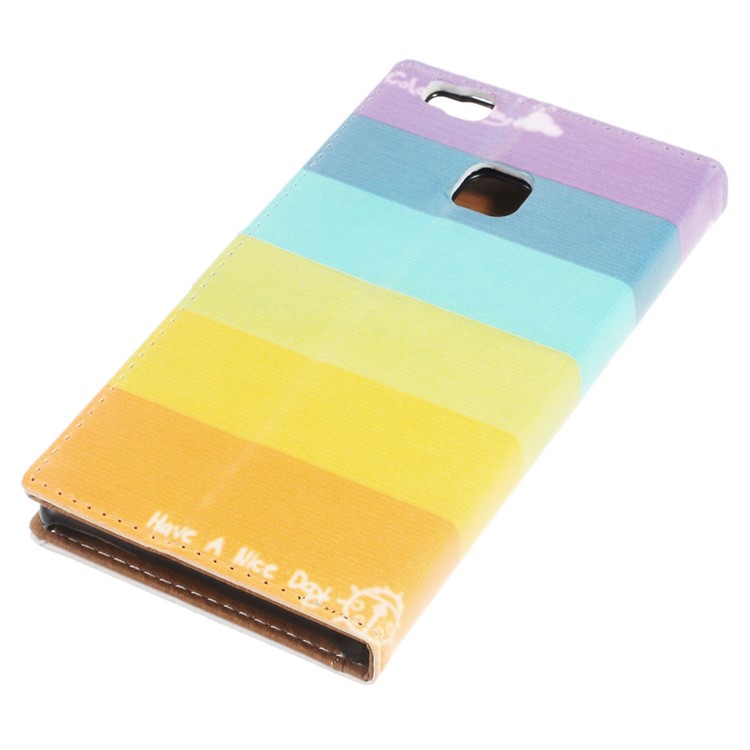Leather Case Flip Card Holder for Huawei P9 Lite/G9 Lite - Colorful Rainbow Stripes-5