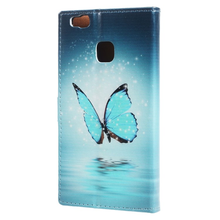 Leather Flip Cover Case for Huawei P9 Lite/G9 Lite - Blue Butterfly on the Water-2