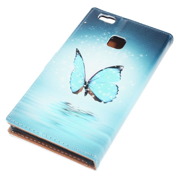 Leather Flip Cover Case for Huawei P9 Lite/G9 Lite - Blue Butterfly on the Water-4