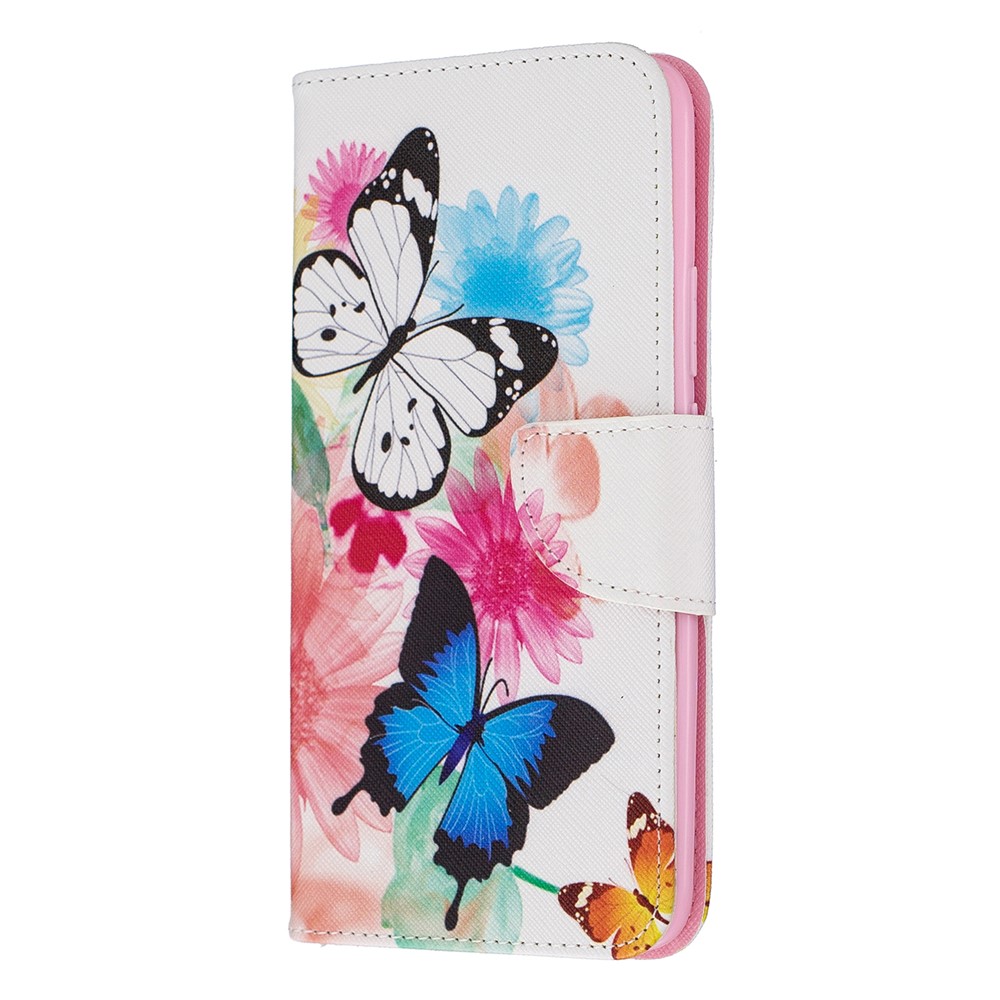 Cáscara Del Teléfono Celular Del Soporte Del Tirón Del Cuero De La PU De La Impresión Del Patrón Para Huawei P Smart Z - Mariposas Y Flores-2