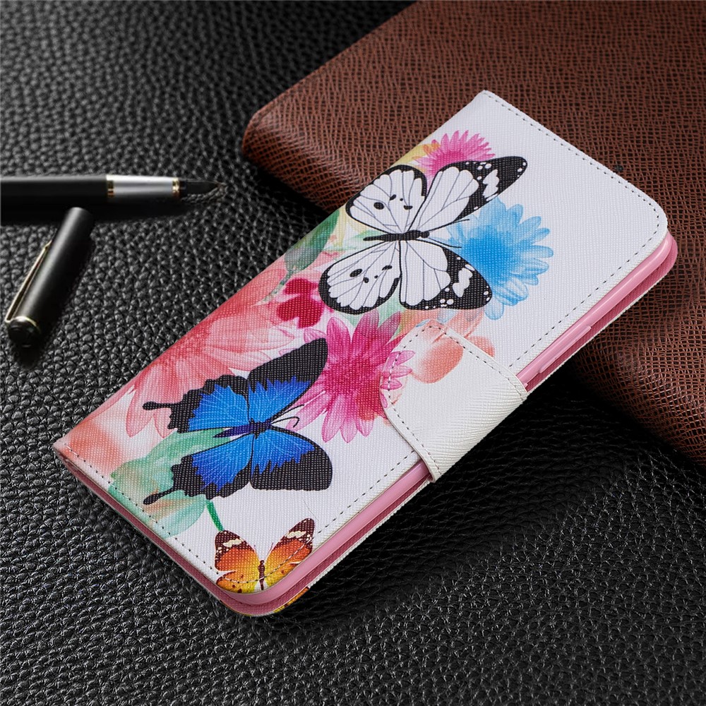 Cáscara Del Teléfono Celular Del Soporte Del Tirón Del Cuero De La PU De La Impresión Del Patrón Para Huawei P Smart Z - Mariposas Y Flores-7
