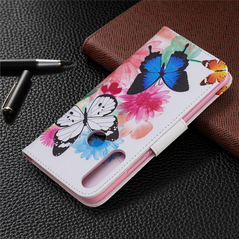 Cáscara Del Teléfono Celular Del Soporte Del Tirón Del Cuero De La PU De La Impresión Del Patrón Para Huawei P Smart Z - Mariposas Y Flores-8