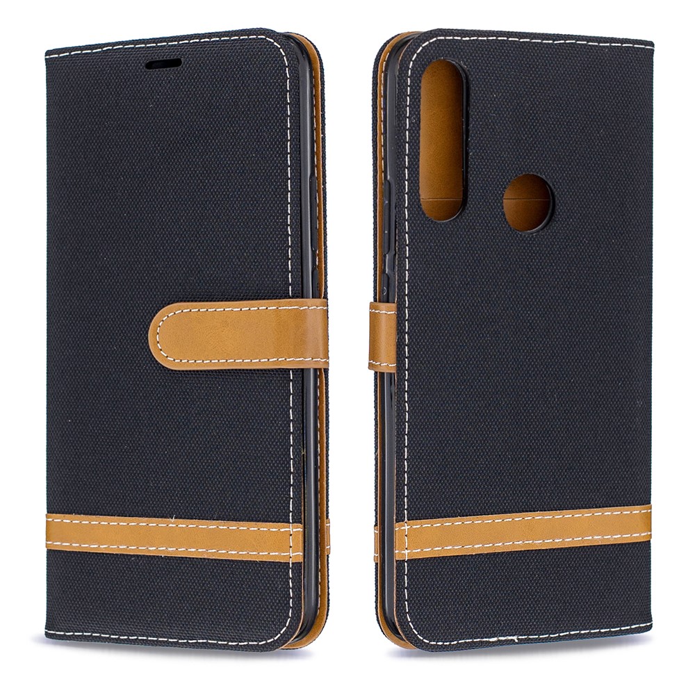 Assorted Color Jeans Cloth Wallet Stand Leather Case for Huawei P Smart Z - Black-4