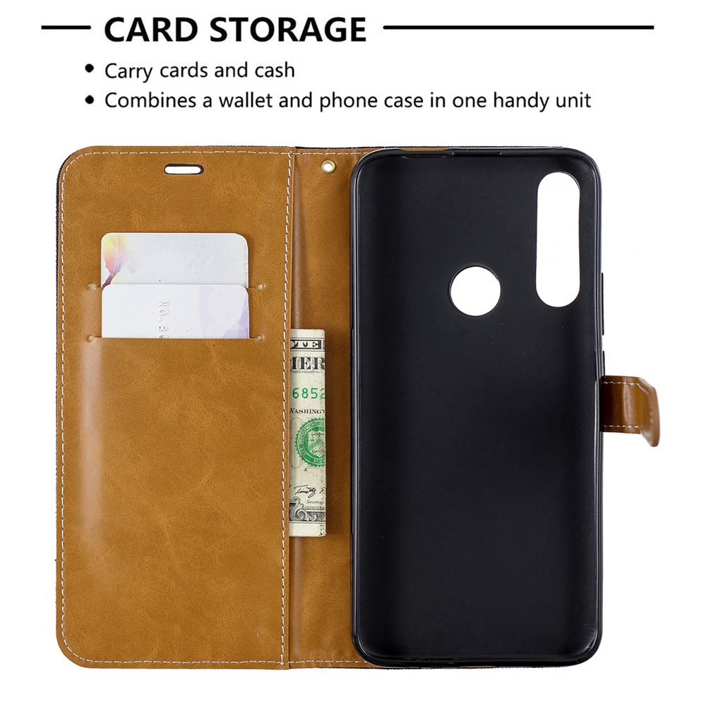 Assorted Color Jeans Cloth Wallet Stand Leather Case for Huawei P Smart Z - Black-6