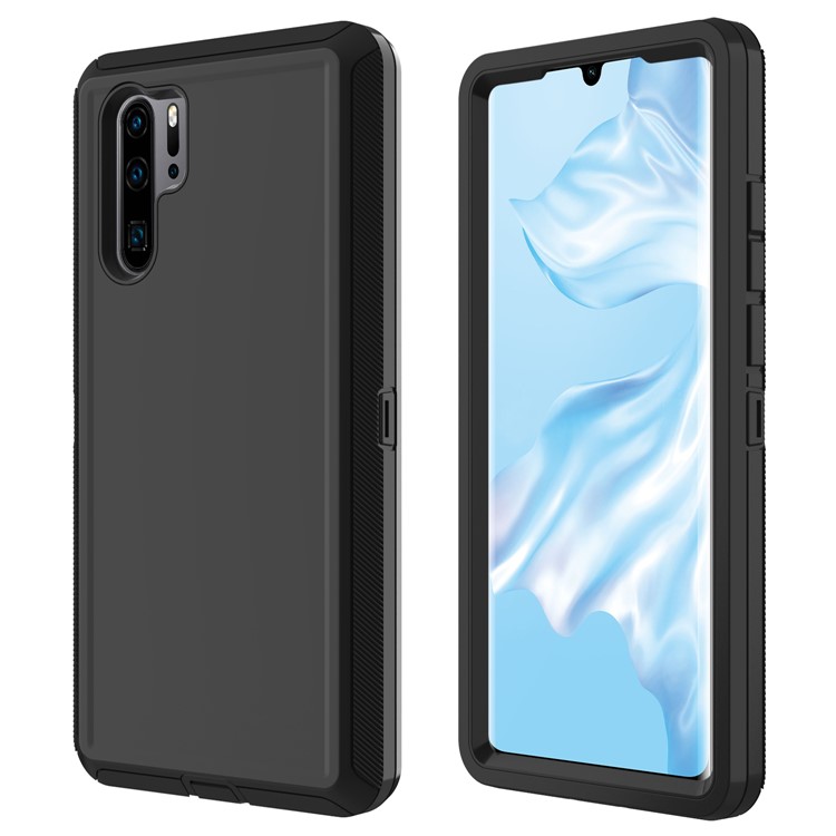 Shockproof Anti-dropping Anti-dust PC + TPU Hybrid Shell for Huawei P30 Pro - All Black-1