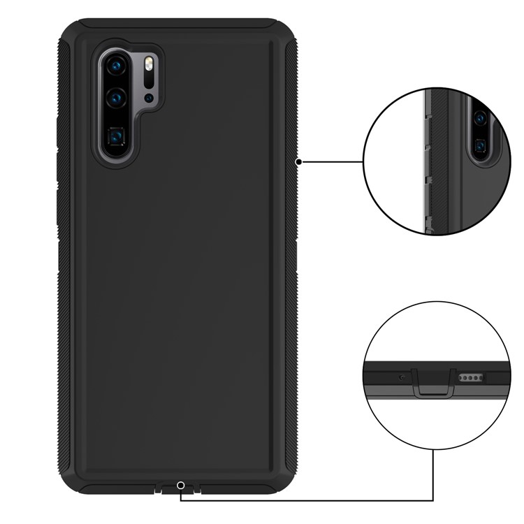 Shockproof Anti-dropping Anti-dust PC + TPU Hybrid Shell for Huawei P30 Pro - All Black-3