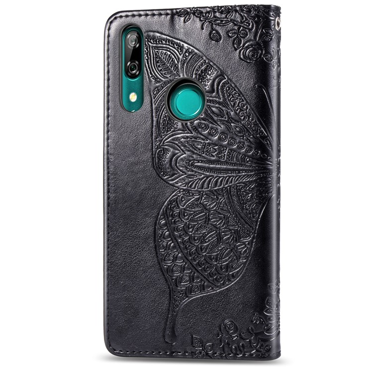 Imprint Butterfly Flower Leather Wallet Case for Huawei P Smart Z - Black-3