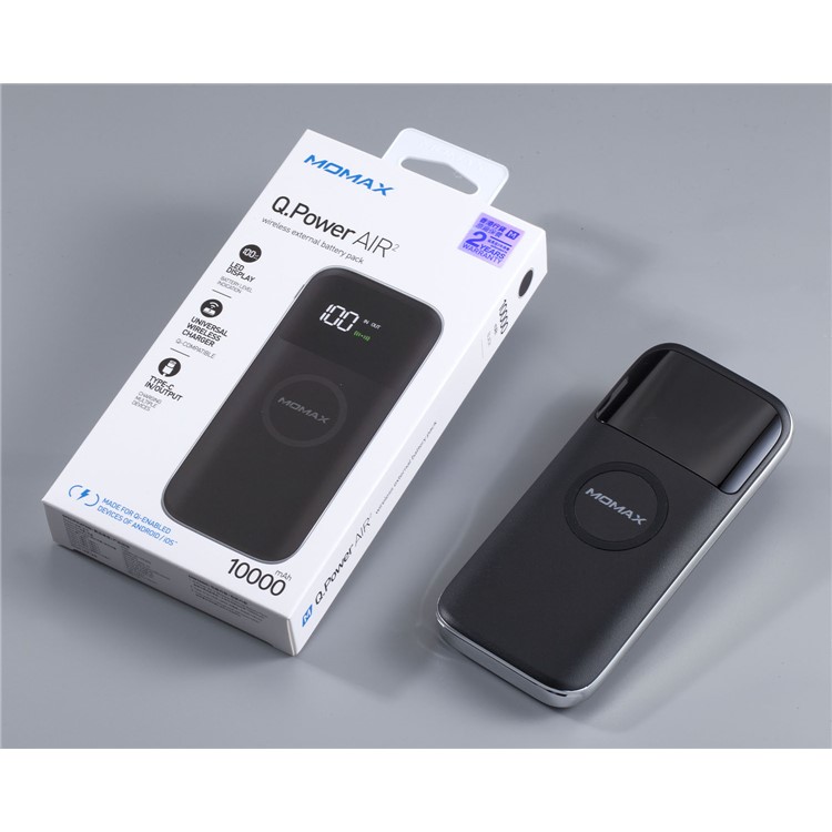 MOMAX Q.Power AIR2 Wireless External Battery Pack 10000mAh Digital Display Wireless Power Bank - Black-12
