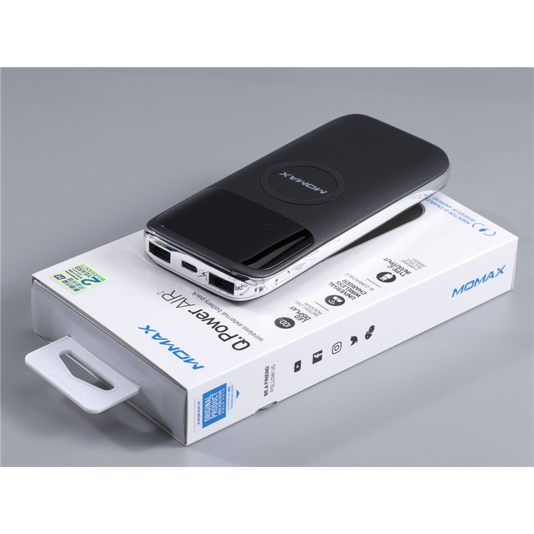 MOMAX Q.Power AIR2 Wireless External Battery Pack 10000mAh Digital Display Wireless Power Bank - Black-13
