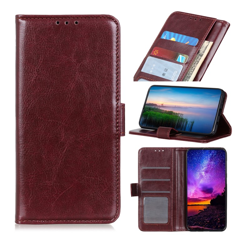 Crazy Horse Texture Leather Phone Wallet Case for Huawei nova 5/nova 5 Pro - Brown-1