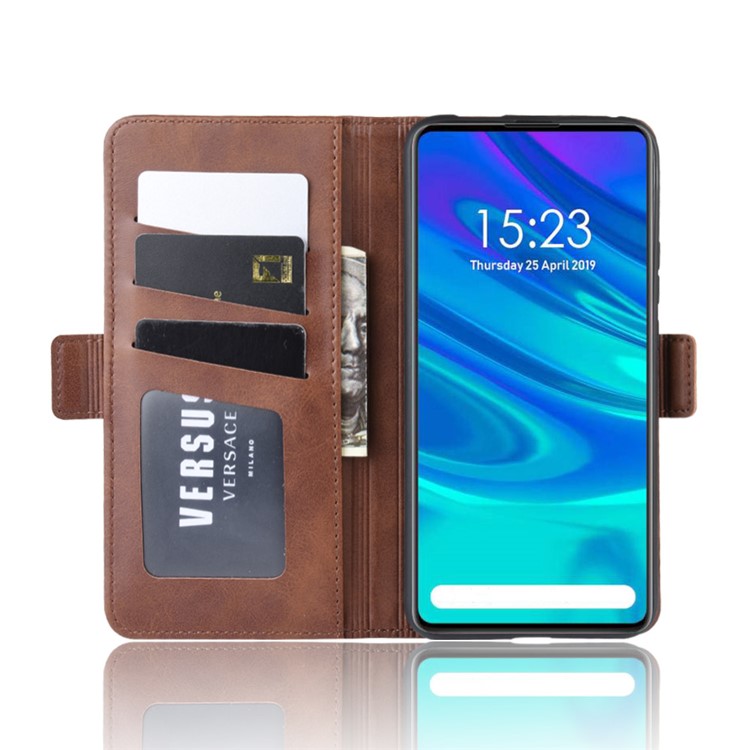 Magnetic Double Clasp Leather Wallet Stand Case for Huawei P Smart Z - Coffee-3