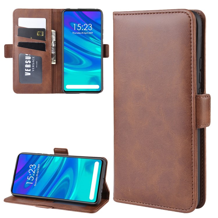 Magnetic Double Clasp Leather Wallet Stand Case for Huawei P Smart Z - Coffee-5