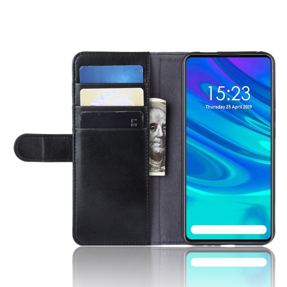 Housse De Portefeuille En Cuir Split Véritable Pour Huawei Honor 9x (Global) / P Smart Z / Y9 Prime 2019 / NOVA 5I - Noir