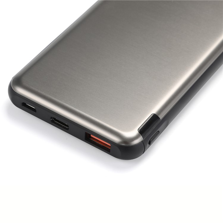 RXR-330 1PD Quick Charge Ultra-thin Portable Metal Mobile Power Bank 13000mAh for iPhone Huawei Samsung Etc - Grey-3