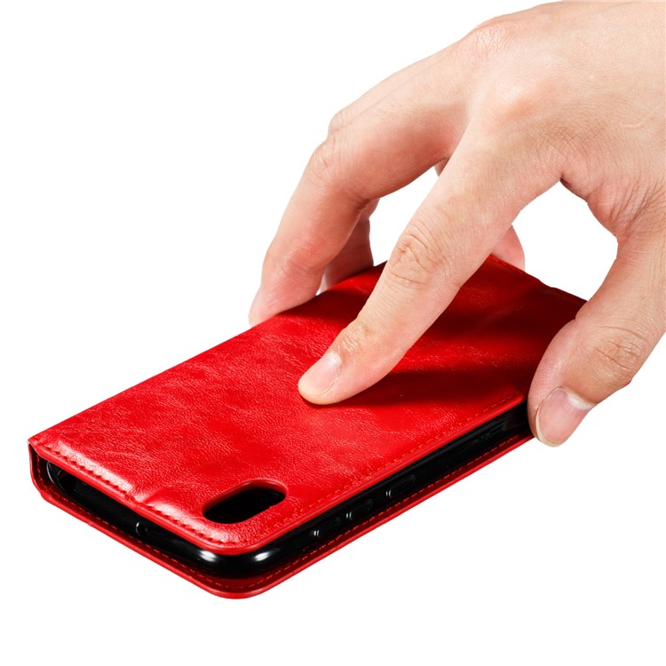 Auto-absorbed Crazy Horse Texture PU Leather Stand Case for Huawei Y5 (2019) / Honor 8S - Red-11