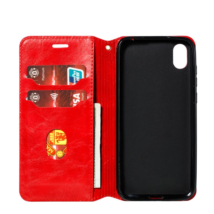 Auto-absorbed Crazy Horse Texture PU Leather Stand Case for Huawei Y5 (2019) / Honor 8S - Red-7