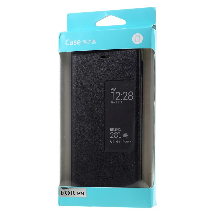 Wake / Sleep View Window Leather Protective Case for Huawei P9 - Black-10