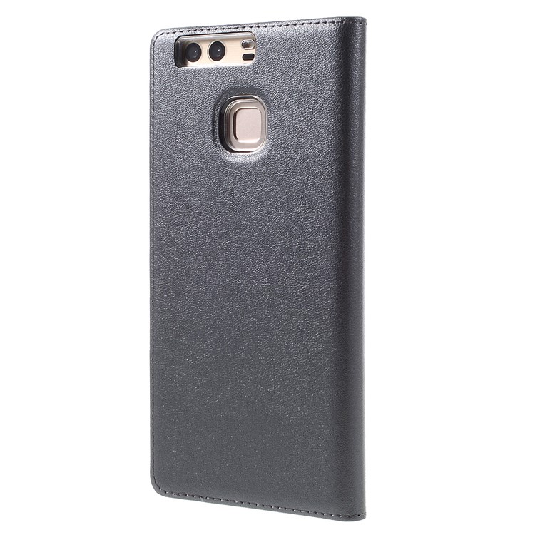 Wake / Sleep View Window Leather Folio Shell for Huawei P9 - Dark Grey-2
