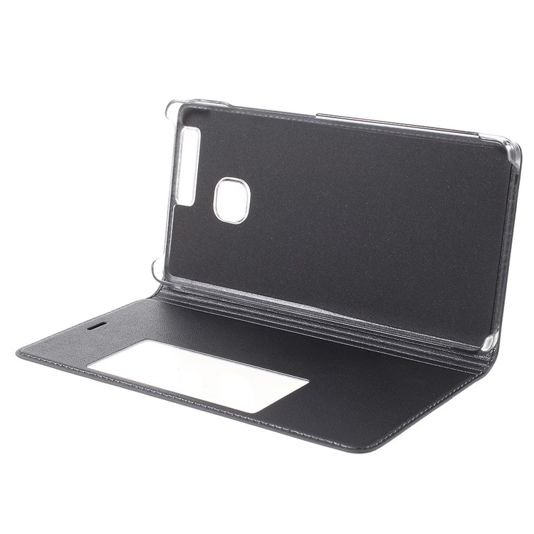 Wake / Sleep View Window Leather Folio Shell for Huawei P9 - Dark Grey-7