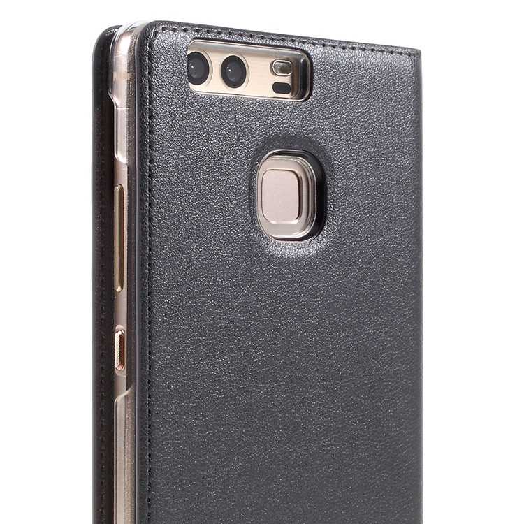 Wake / Sleep View Window Leather Folio Shell for Huawei P9 - Dark Grey-9
