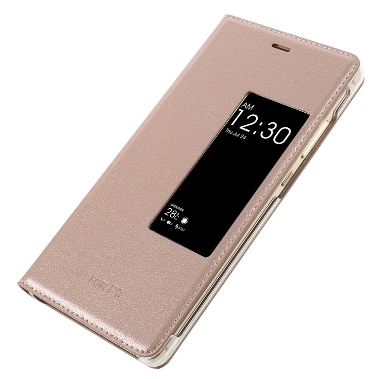 Smart View Window Leather Folio Cover for Huawei P9 - Rose Gold-4