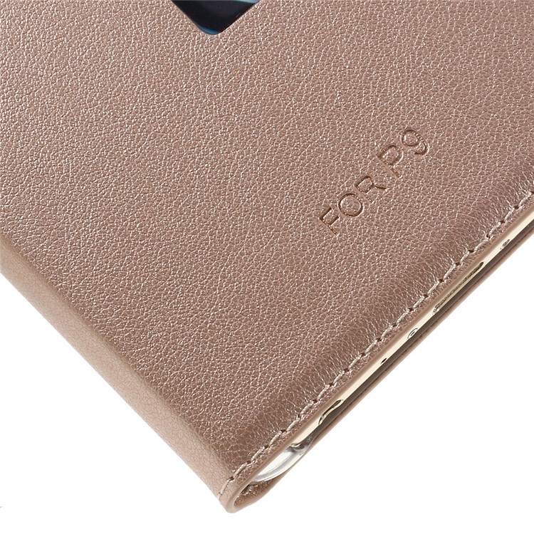 Smart View Window Leather Folio Cover for Huawei P9 - Rose Gold-8