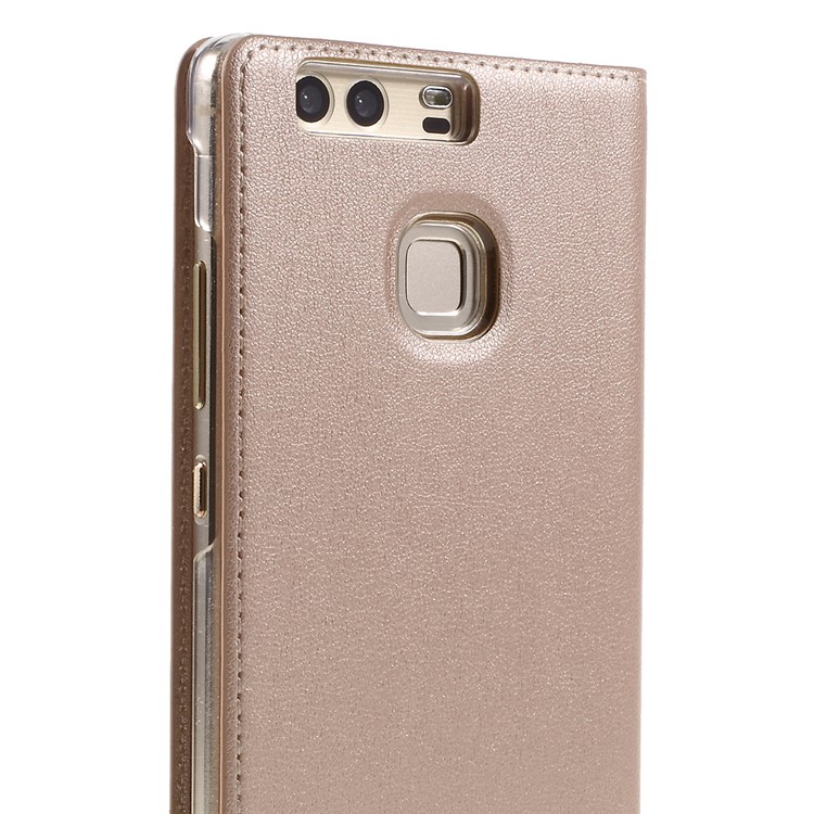 Smart View Window Leather Folio Cover for Huawei P9 - Rose Gold-9