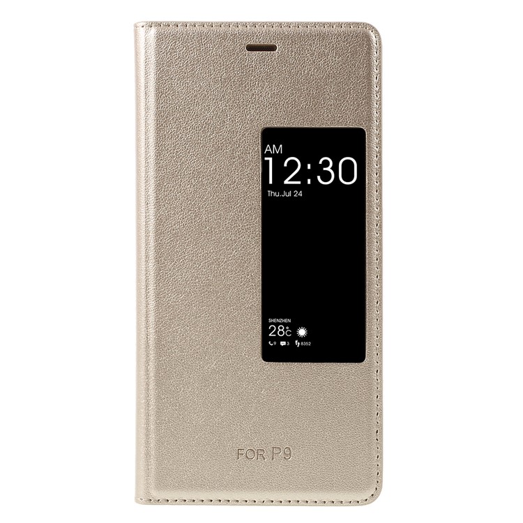Smart View Window Leather Protective Shell for Huawei P9 - Gold-3