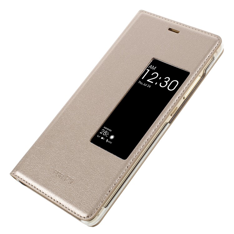 Smart View Window Leather Protective Shell for Huawei P9 - Gold-4