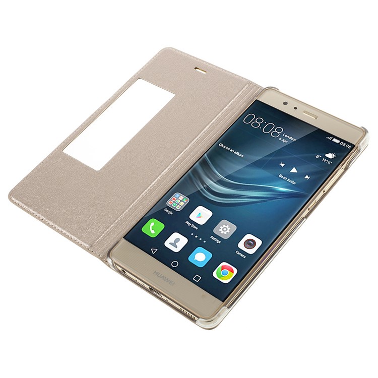 Smart View Window Leather Protective Shell for Huawei P9 - Gold-6