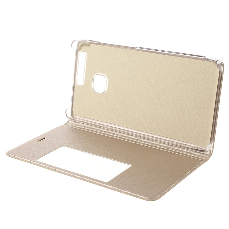 Smart View Window Leather Protective Shell for Huawei P9 - Gold-7