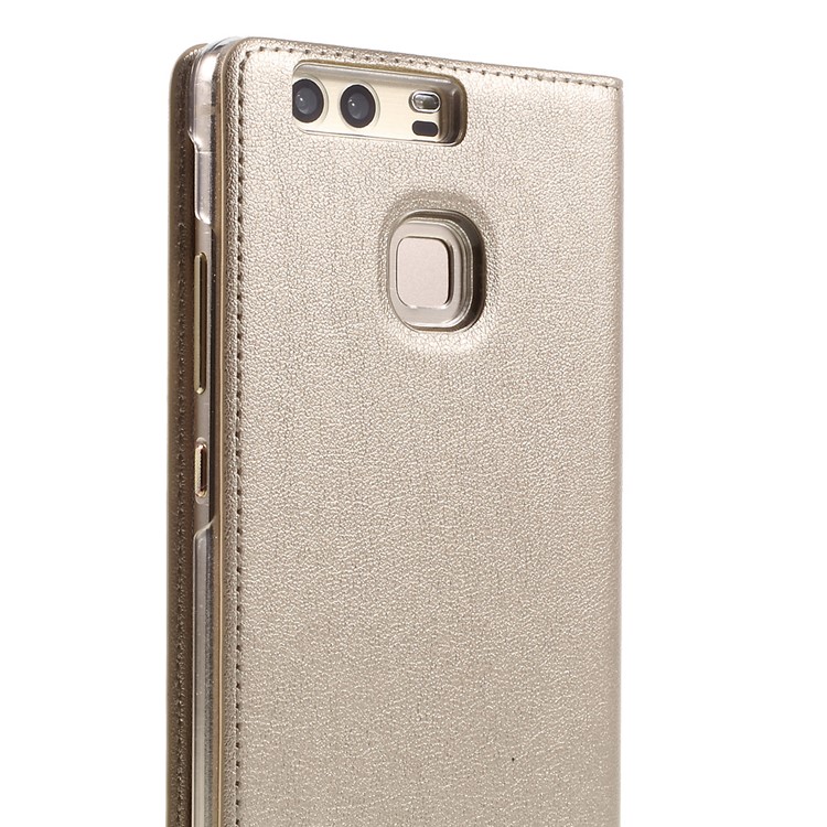 Smart View Window Leather Protective Shell for Huawei P9 - Gold-9