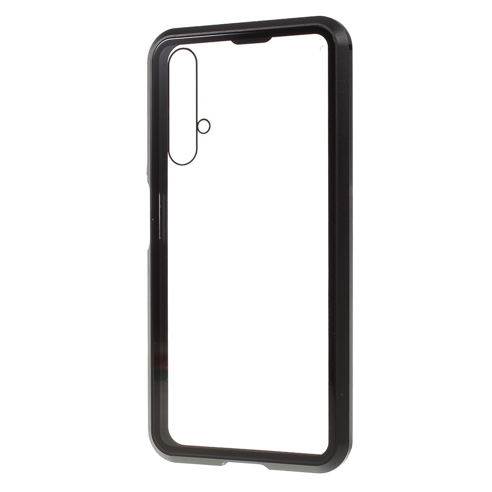 Detachable 2-in-1 Metal Magnetic Frame + Glass Back Phone Case for Huawei Honor 20 - Black-2