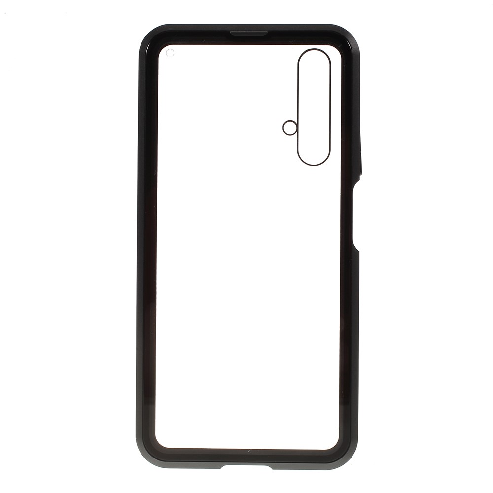 Detachable 2-in-1 Metal Magnetic Frame + Glass Back Phone Case for Huawei Honor 20 - Black-3