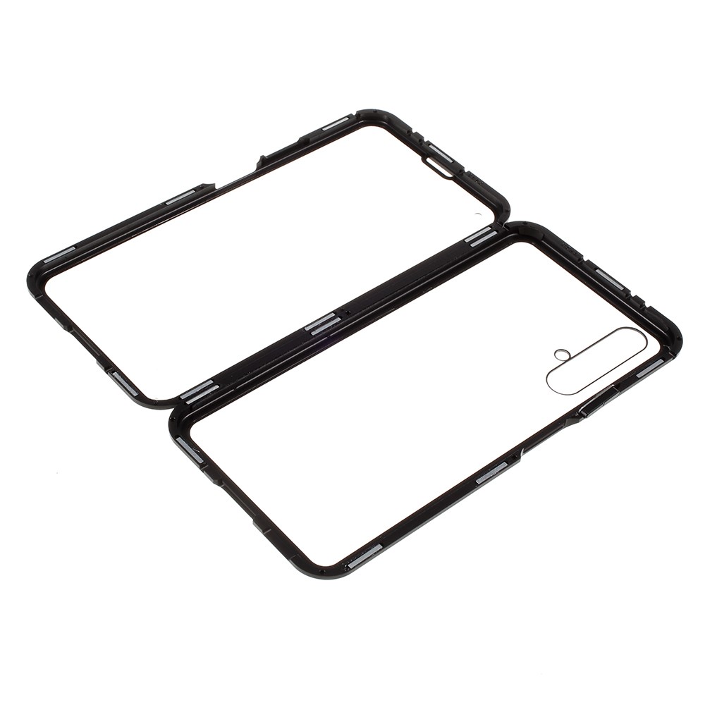 Detachable 2-in-1 Metal Magnetic Frame + Glass Back Phone Case for Huawei Honor 20 - Black-6