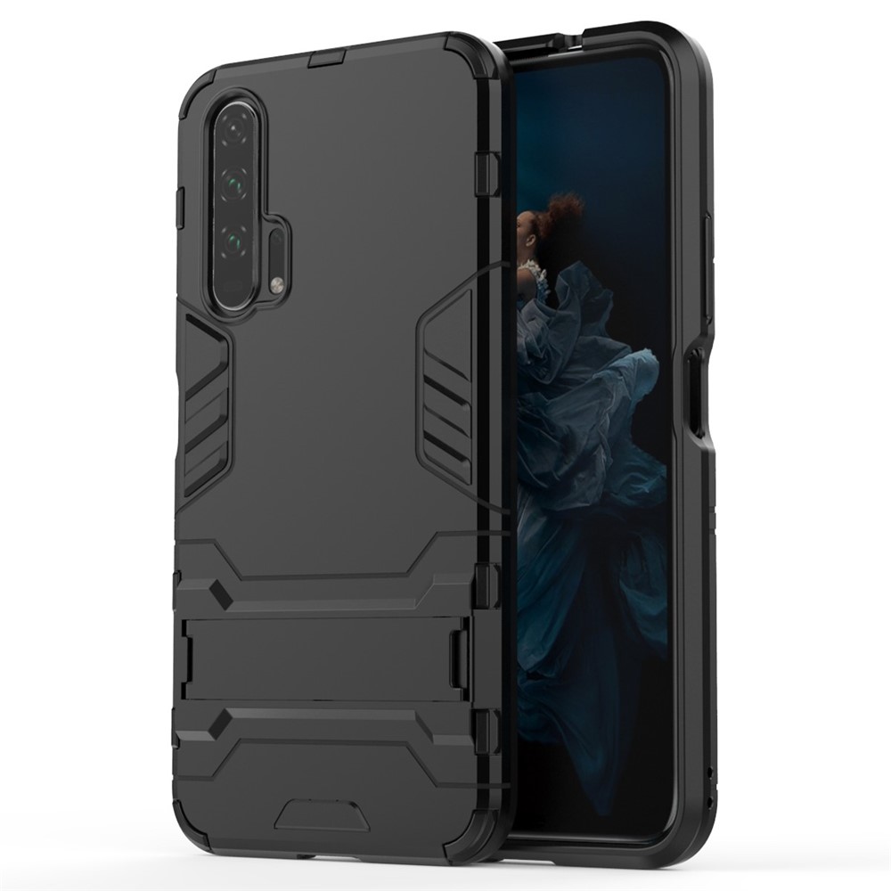 Case Hybride Brillant PC PC + TPU Avec Kickstand Pour Huawei Honor 20 Pro - le Noir-3