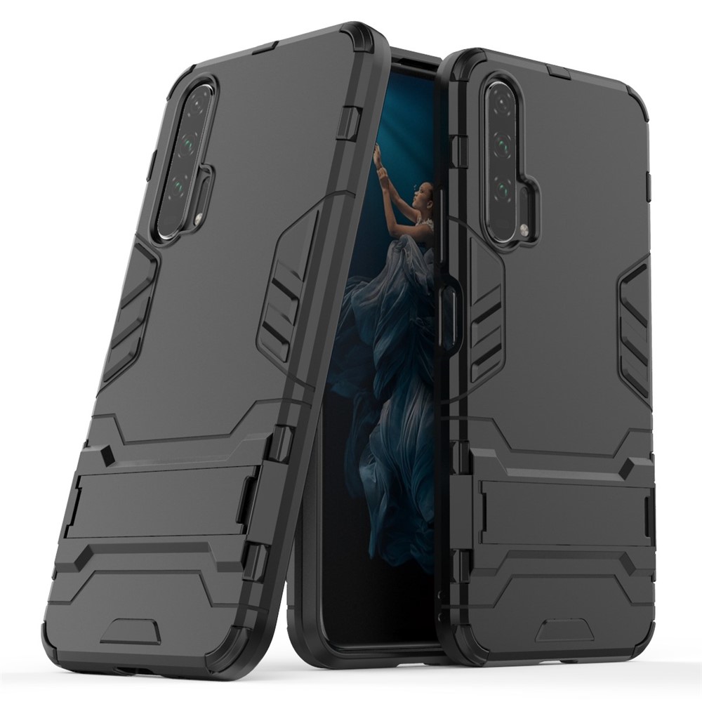 Case Hybride Brillant PC PC + TPU Avec Kickstand Pour Huawei Honor 20 Pro - le Noir-4