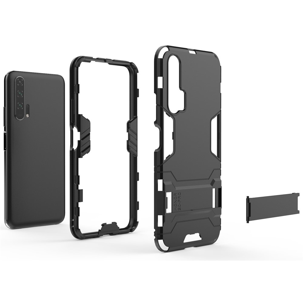 Shiny Guard PC + TPU Hybrid Case with Kickstand for Huawei Honor 20 Pro - Black-6