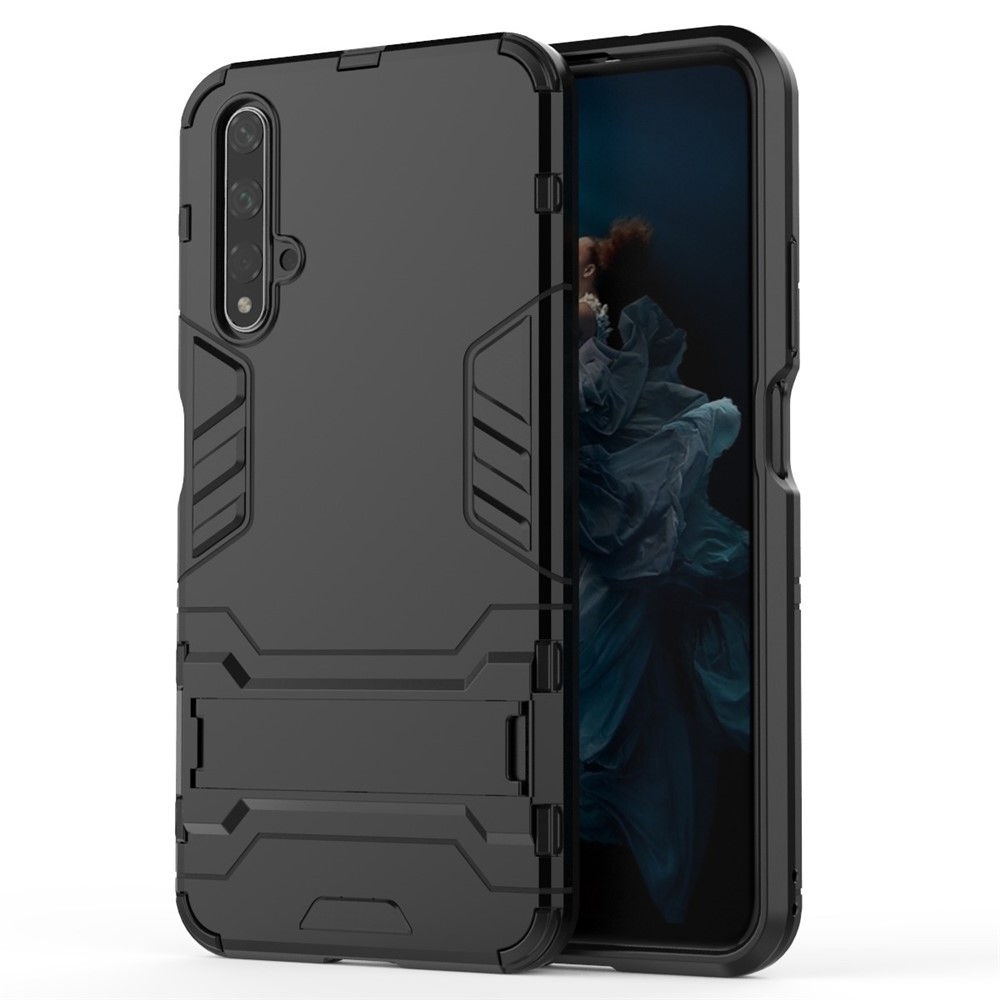 Guard PC + TPU Mobile Phone Case with Kickstand for Huawei Honor 20 - Black-5