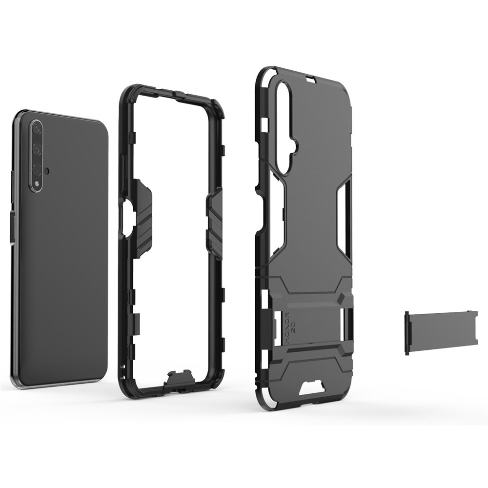 Guard PC + Custodia Per Telefono Cellulare TPU Con Cavalletto Per Huawei Honor 20/Honor 20s - Nero