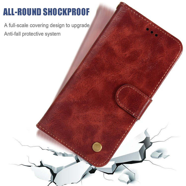 Premium Vintage Leather Wallet Case for Huawei Honor 20 - Wine Red-6